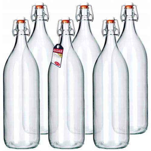 Kadax - Glasflasche, Obstlikörflasche, vintage Flasche aus Sodaglas, transparente Bügelflasche,