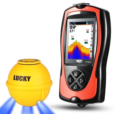 Lucky Sonar Fish Finder FF1108-1CWLA Rechargeable Wireless Sensor 45M Water Depth Echo Sounder