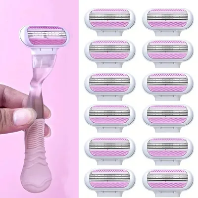 1 Handle + 4/8 Blade Women Safety Razor Blades Face/ Leg/ Armpit/ Bikini Beauty Hair Removal Shaving