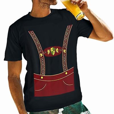 Oktoberfestbier Bayerisch T-Shirt-Ärmel Lederhosen 3D Für Herren Erwachsene Karneval Oktoberfestbier Heißprägen Party Casual Image
