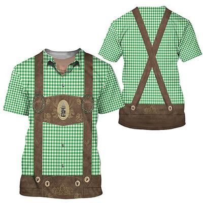 Oktoberfestbier Bayerisch T-Shirt-Ärmel Lederhosen 3D Grafik Für Herren Erwachsene Karneval Oktoberfestbier 3D-Druck Party Casual Image