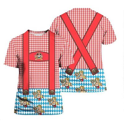 Oktoberfestbier Bayerisch T-Shirt-Ärmel Lederhosen 3D Grafik Für Herren Erwachsene Karneval Oktoberfestbier 3D-Druck Party Casual Image