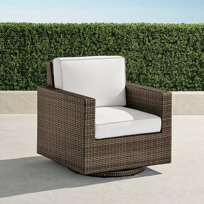 Small Palermo Swivel Lounge Chair in Bronze Wicker - Standard, Outdoor Velvet Dove - Frontgate