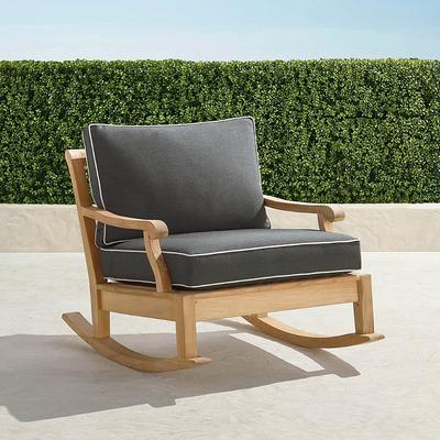 Cassara Rocking Lounge Chair with Cushions in Natural Teak - Standard, Outdoor Velvet Dove - Frontgate