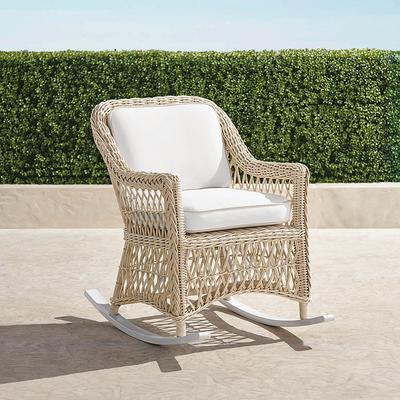 Hampton Rocking Chair in Ivory Wicker - Standard, Outdoor Velvet Dove - Frontgate