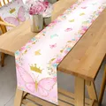 Chemin de table en polyester sur le thème des papillons roses, sensation de table pour anniversaire,