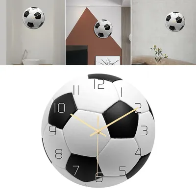 Wall Soccer Clock Football Kids Alarm Clock Sport Soccer Ball Print Round Acrylic Kids Alarm Clock