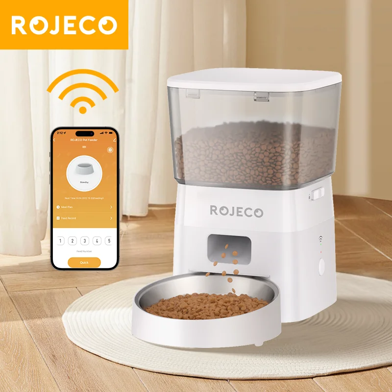 ROJECO 2L mangeoire automatique pour chat WIFI distributeur de nourriture pour animaux de compagnie intelligent pour aliments secs chiens distributeur de croquettes avec accessoires de télécommande