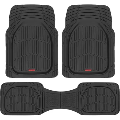 Motor Trend FlexTough Floor Mats for Cars, Deep Dish All-Weather Mats, Waterproof Trim-To Fit