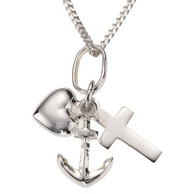 Kette mit Anhänger FIRETTI "Schmuck Geschenk Silber 925 Halsschmuck Halskette Panzerkette Glaube", silber (silberfarben), Halsketten, Mädchen, Silber 925 (Sterlingsilber), L: 38cm Image