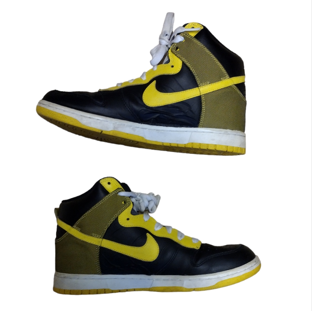 Nike Shoes | 2009 Nike Dunk High Black/ Varsity Maize/ Flint Grey Basketball Men's Shoes 9 | Color: Black/Yellow | Size: 9