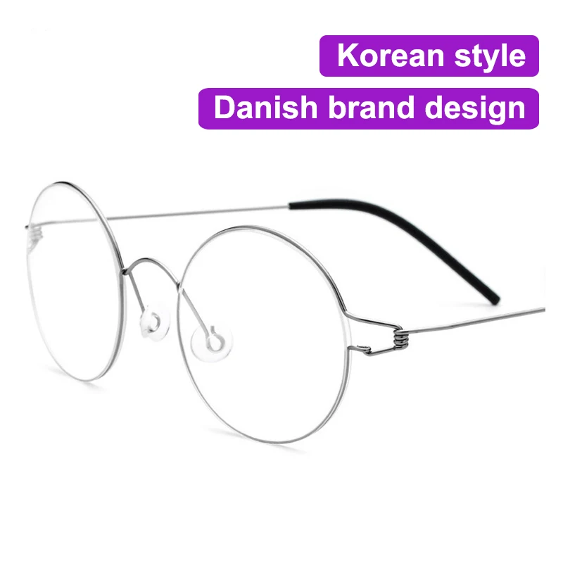Dänemark Marke Gleiche Design Schraubenlose Rahmen Frauen Männer Runde Titan Legierung Gläser Koreanische Business Ultraleicht Brillen Image