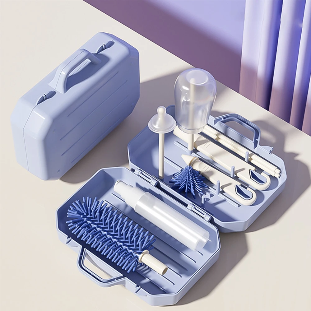 6-in-1-Bürste für Babyflaschenreiniger. Silikon-Flaschenreiniger. Nippelbürste. Sammelt den Flaschenreiniger mit den S Image