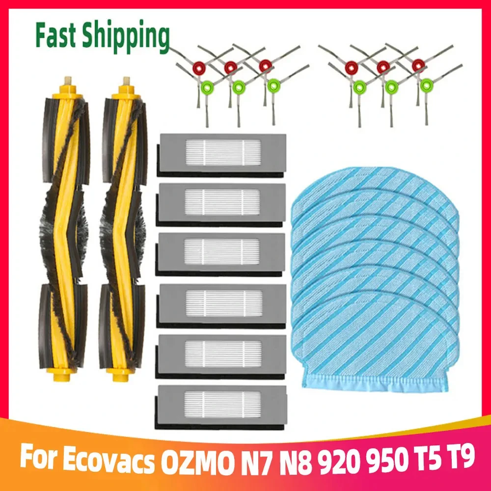 Für Ecovacs Deboot OZMO N7 N8 920 950 T5 T9 Yeedi 2 Hybrid Roboter Staubsauger Ersatzteile Hauptseite Bürste Rad Filter Mopp Lappen Image