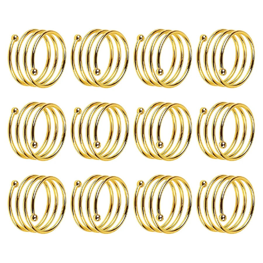 Goldene Serviettenringe, 12er-Set, Serviettenringe-Set, Metall-Serviettenhalter, Schnalle für Stoffservietten für Abendessen, Tischdekoration, Hochzeit Image