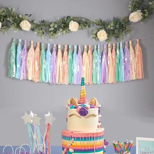 Roségold schillernden DIY Seidenpapier Quaste Girlanden Baby party Bachelorette Hochzeit Geburtstags