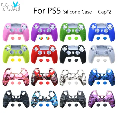 Yuxi weiche silikon hülle schutzhülle haut gummi joysticks kappe für ps5 controller gamepad thumbs Image