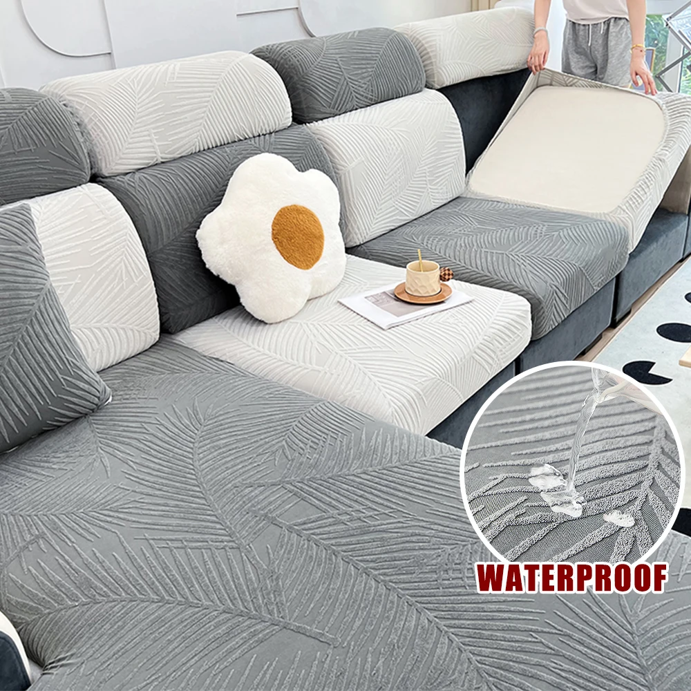 Wasserdichter Sofabezug, Jacquard, Stretch, Sofakissen, Sitzbezug, Chaiselongue, Wohnzimmer, Möbelschutz, einfarbig, für Zuhause Image