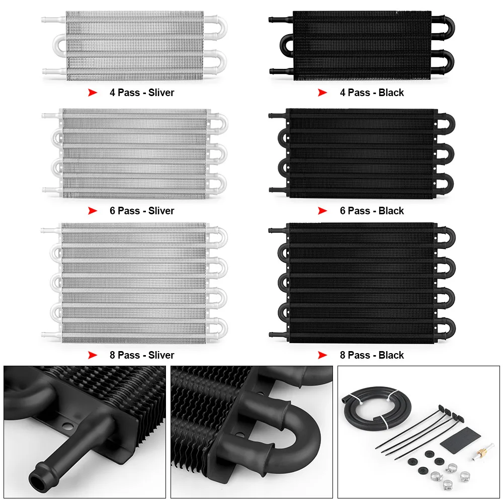 4 Reihen 6 Reihen 8 Reihen Universal Aluminium Fern getriebe Ölkühler Auto-Manual Kühler Konverter Kit Image