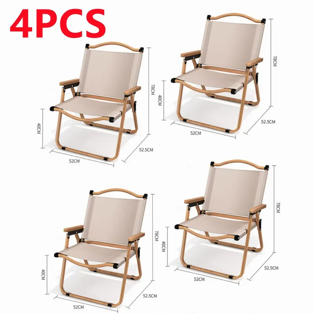 4/2/1pcs-khaki Campings tuhl tragbarer Outdoor-Stuhl Aluminium legierung Holzmaserung Klappstuhl Camping ausrüstung Kermit Stuhl
