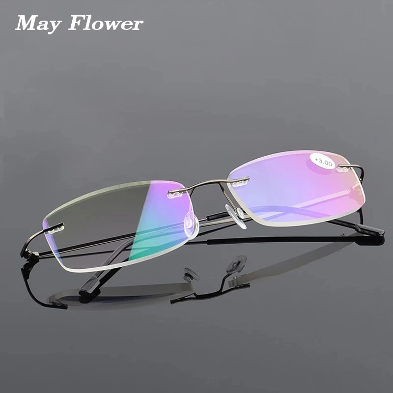 Mode Memory Legierung randlose Lesebrille blaues Licht blockiert presbyopische Brille rahmenlose Brille Brille Rahmen Männer 2 Image