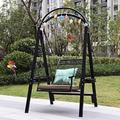 Iron Art Outdoor Rocking Chair, Single Swing with Cushion and Pillow, Indoor Outdoor Patio Wicker Hanging Chair,Maxim Load 150kg