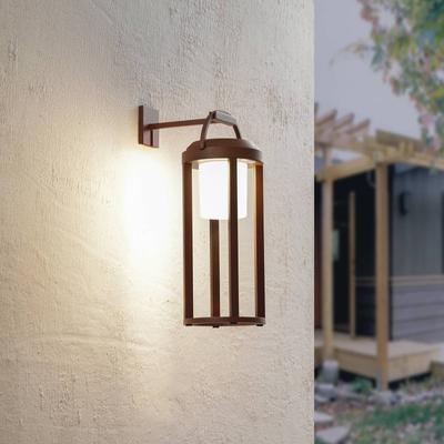 Lucande 2-in-1 LED-Solar-Wandleuchte Tilena, rost, rund, Alu Tilena Lucande, dimmbar, schwarz, Aluminium, Modern, Solarleuchte außen Image