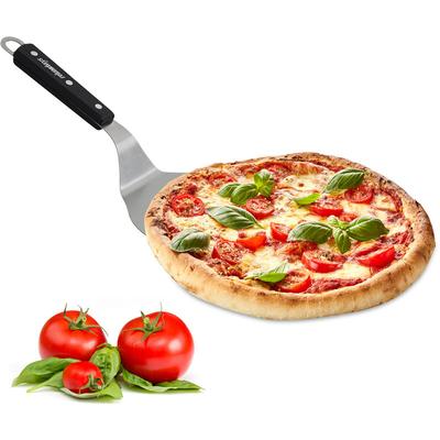 Pizzaschieber mit Holzgriff, rund, aufhängen, Schaufel BxT: 16,5x17,5 cm, Pizzaheber Edelstahl,