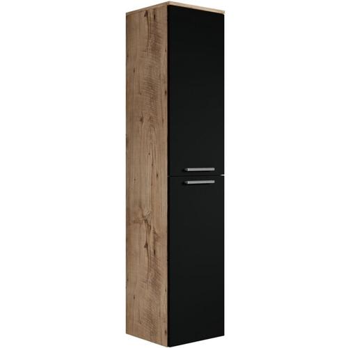 Badezimmer Badschrank Venus 160cm Eiche Kastanie mit mat Schwarz