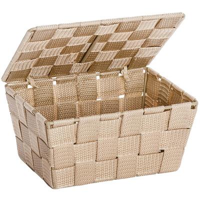 Wenko - Aufbewahrungs Korb adria Beige Deckel Regal Box Ablage Bad Organizer wc - beige