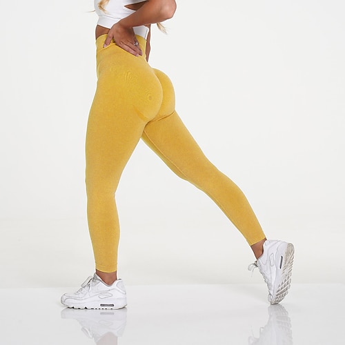 leggings da donna senza cuciture allenamento yoga fitness palestra collant da allenamento increspati culo sollevamento leggings elastici abbigliamento sportivo a prova di squat ad alta elasticità
