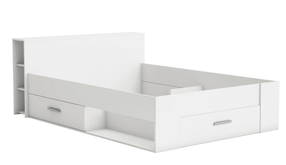 Lit rangement effet bois Blanc 160 x 200 cm