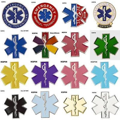 Colorful Star of Life Nursing Ambulance Lapel Pin Badge Pin EMT EMS Blue Enamel Pins Brooch Badges