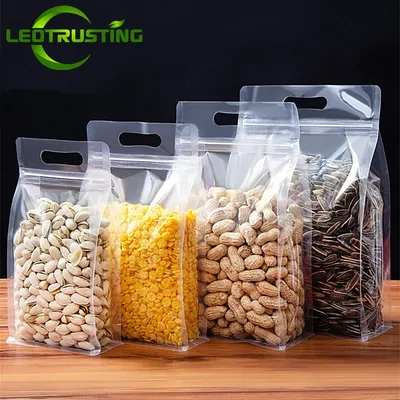 50PCS 3D Portable Stand up Clear Plastic Zilock Bag DIY Matcha Coffee Snack Supermarket Party