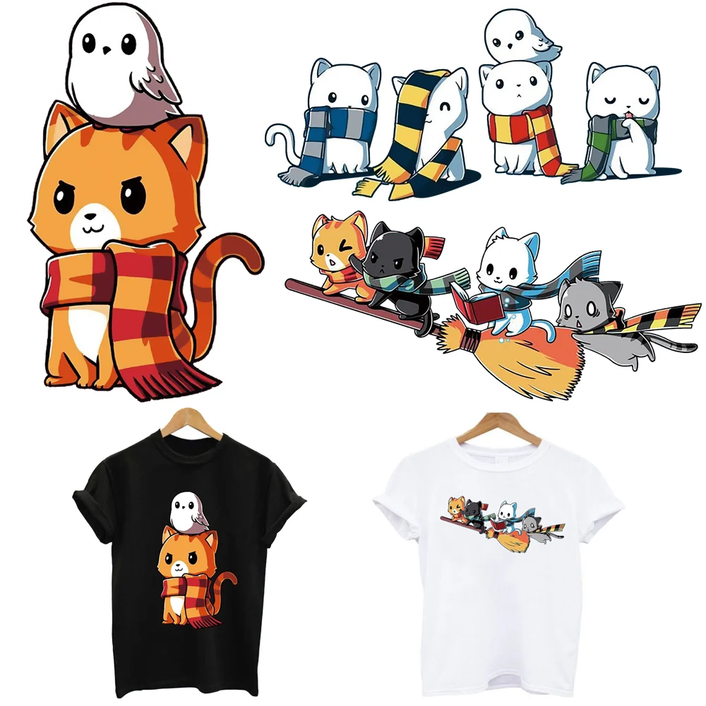 Autocollants de transfert thermique hibou magique, 2 pièces/lot, mignons, pour vêtements d'enfants, fer sur Anime, patchs thermoadhésifs Fusibles, DIY bricolage