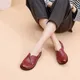 Mocassins imperméables à coutures souples pour femmes chaussures rétro rouges mocassins