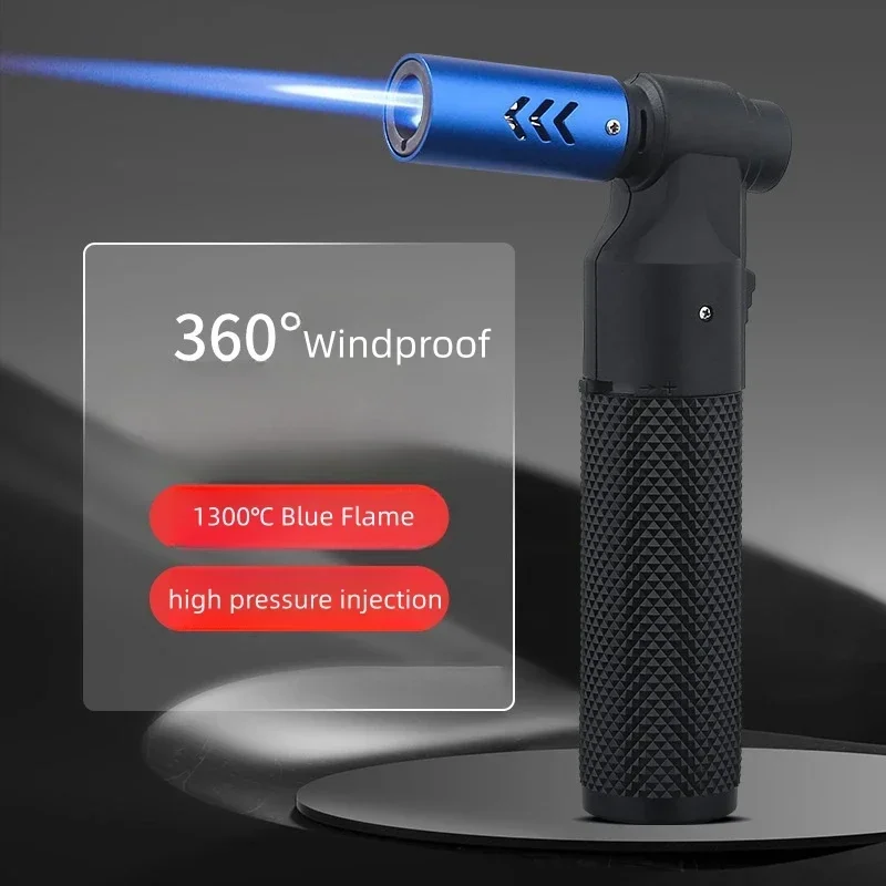 EHRLICH Winddicht Starke Jet Blue Feuer Gas Fackel Feuerzeug Outdoor BBQ Küche Metall Schmuck Schweißen Zigarre Feuerzeuge Gadgets Für Männer Image