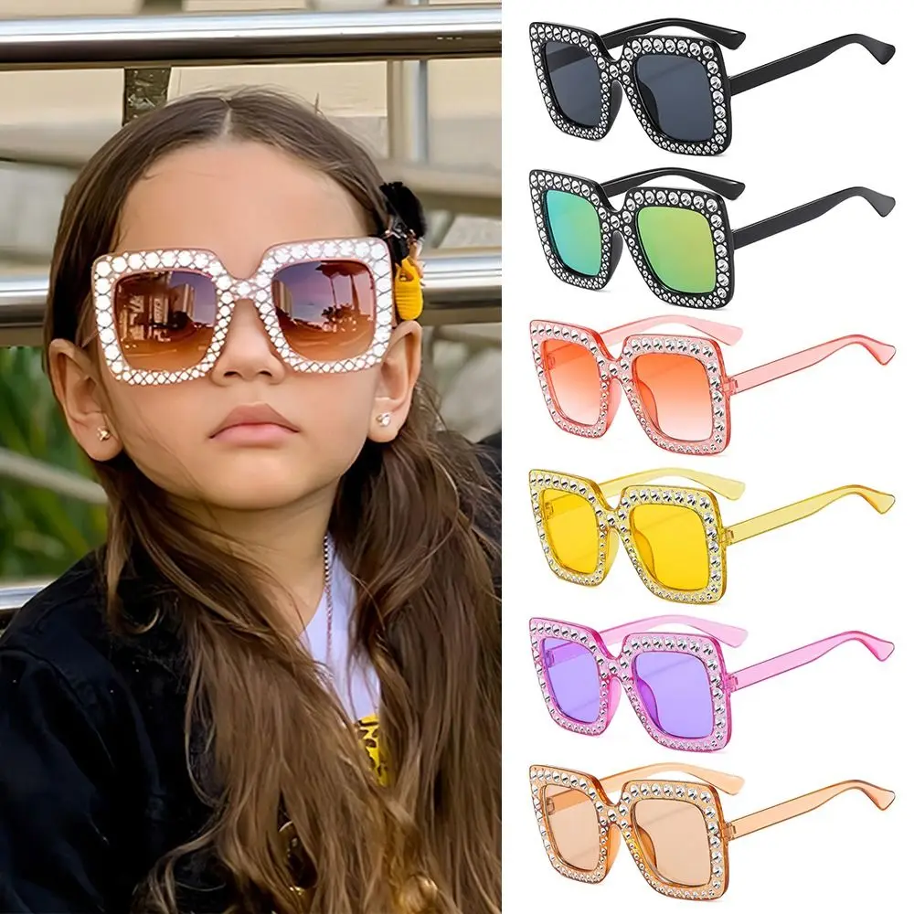 Bling Kristall Sonnenbrille für Kinder Mode Strass quadratische Sonnenbrille Kinder trend ige Retro funkelnde Sonnenbrillen uv400 Brillen Image