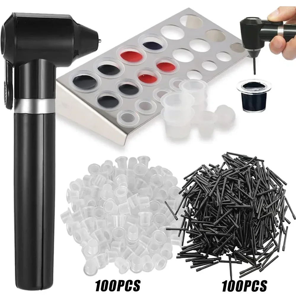 Tattoo Ink Mixer Machine Kit Komplettes Pigment Mixer Tool 100 Stück Mischstäbchen 100 Stück Tattoo Cup mit Halter Ständer Tattoo Supply Image