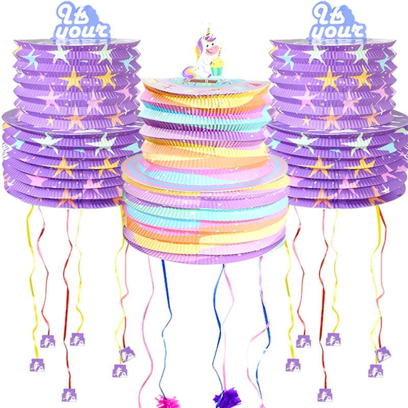 1pc Regenbogen Einhorn Thema Geburtstag Pinatas Nette Pferd Süßigkeiten Geschenk Pinata Spielzeug Für Kinder 1. Geburtstag Party Gefälligkeiten decor Baby Dusche Image