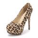 OCHENTA Women's Round Toe Stiletto High Heel Platform Slip On Pumps Suede Leopard Asian Size 44 - UK B(M) 9.5