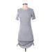 Divided by H&M Casual Dress - Mini Crew Neck Short Sleeve: Gray Solid Dresses - Women's Size Small