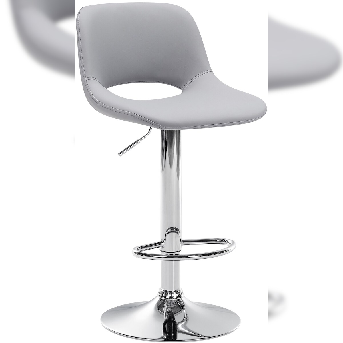 CLP Barhocker Camden Kunstleder grau/Metall in Chromoptik