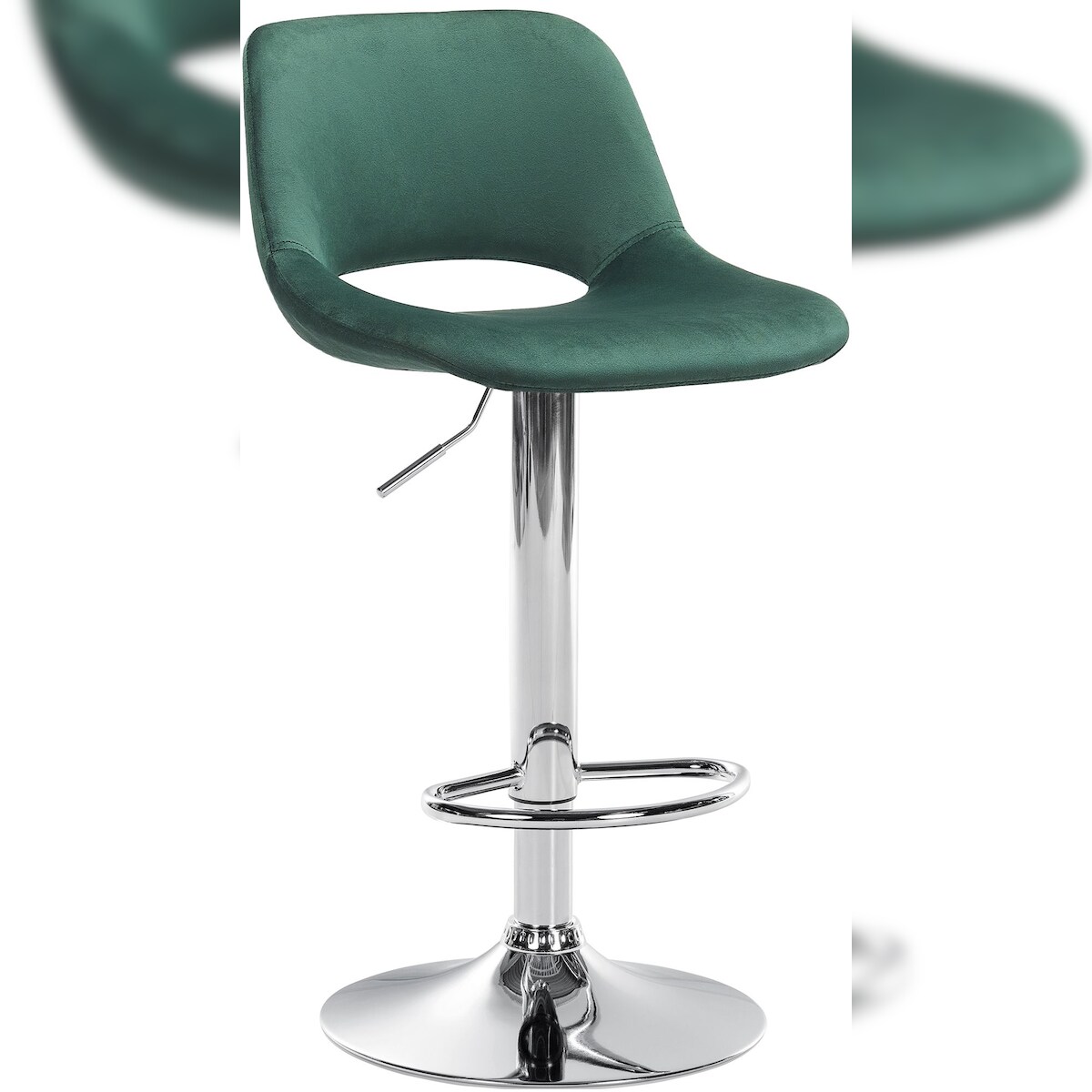CLP Barhocker Camden Samt grün/Metall in Chromoptik