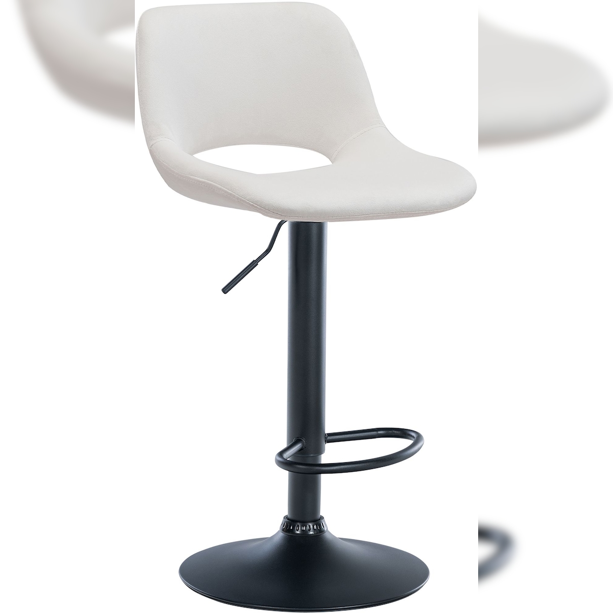 CLP Barhocker Camden Samt creme/Metall matt schwarz Image