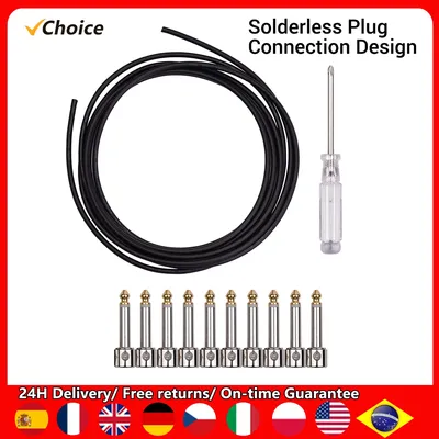 Professional Solderless Patch Cable Kit DIY Guitar Pedal Board Cable Cord Wire 10 Solder Free Plugs