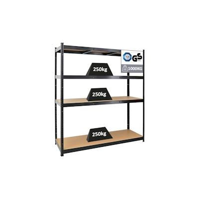 PROREGAL Schwerlastregal TAURUS XL | HxBxT 180x160x60cm | Fachlast 250kg | Schwarz | Stecksystem Lagerregal Regalsystem Image