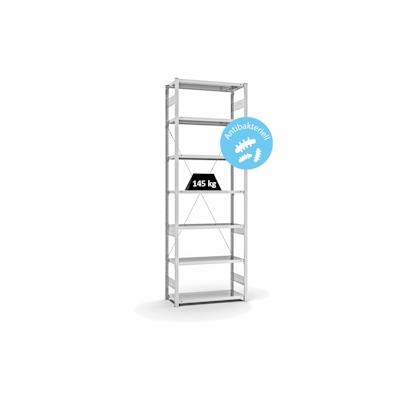 PROREGAL Antibakterielles Fachbodenregal Stecksystem T-Profil | HxBxT 300x100x40cm | 7 Ebenen | Traglast 145kg | Antibakterielle Beschichtung | Weiß Image
