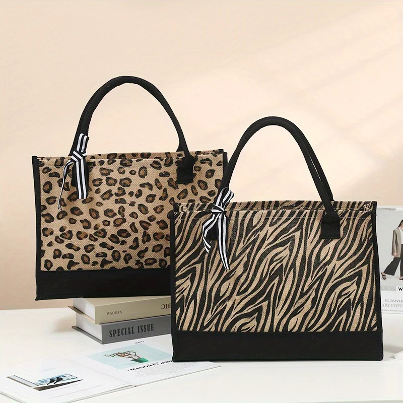 Sac à main de grande capacité pour femmes, sac à bandoulière simple imprimé léopard, sac de voyage, sac de Shopping à la mode, sac à main d'affaires pour hommes