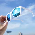 Dokly-Lunettes de soleil unisexe monture blanche verres bleus miroir Oculos Gafas De Sites